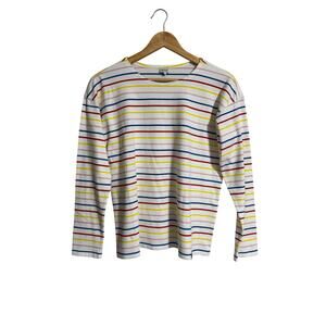 KULE Striped The Modern Long Sleeve Tee Rainbow Bright Top XS